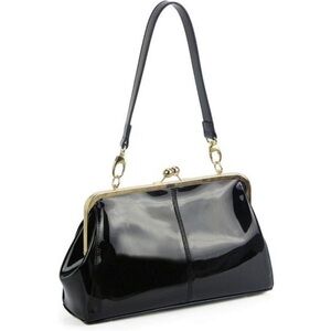 Vintage Kiss Lock Handbags Shiny Patent Leather Evening Clutch Purse Tote Bags